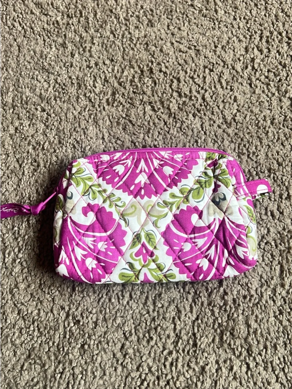Vera Bradley Pink Green White Quilted Cosmetic Pouch
